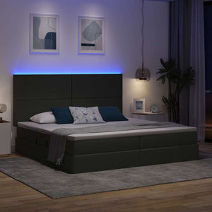 vidaXL Bed with Storage and LED Dark Grey 200 x 200 cm Polyester