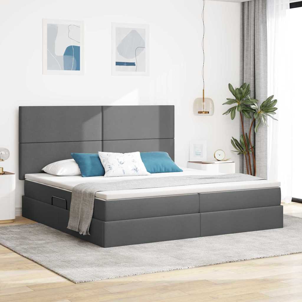 vidaXL Bed with Storage and LED Dark Grey 200 x 200 cm Polyester