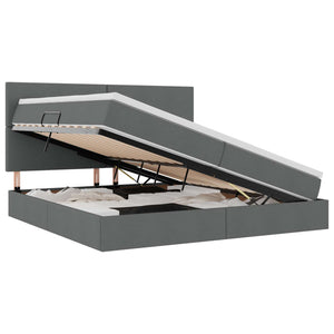 vidaXL Bed with Storage and LED Dark Grey 200 x 200 cm Polyester