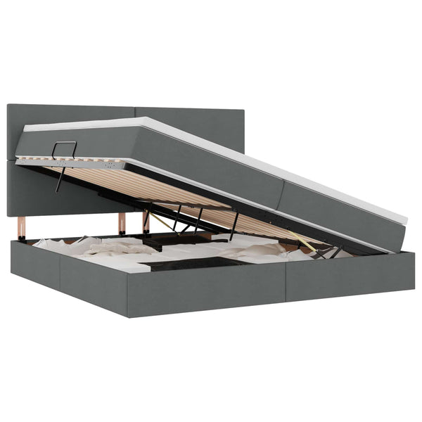 vidaXL Bed with Storage and LED Dark Grey 200 x 200 cm Polyester