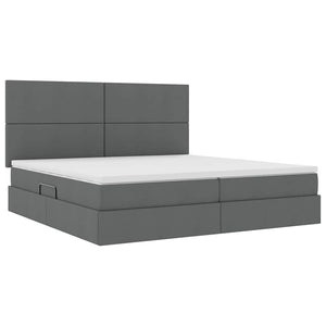 vidaXL Bed with Storage and LED Dark Grey 200 x 200 cm Polyester