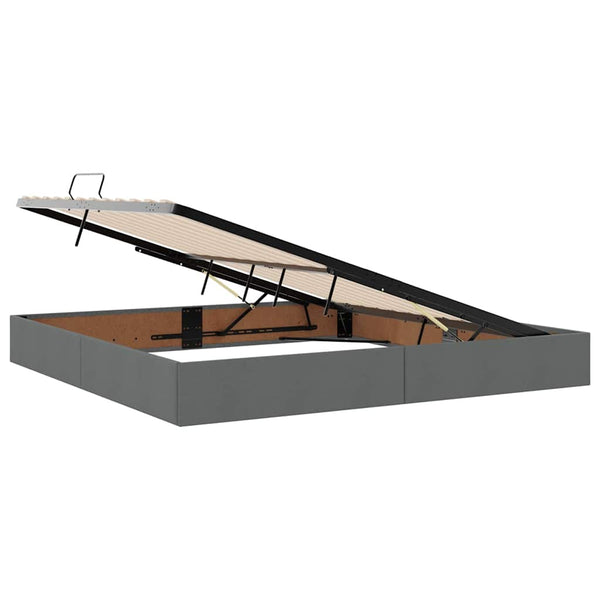 vidaXL Bed with Storage and LED Dark Grey 200 x 200 cm Polyester