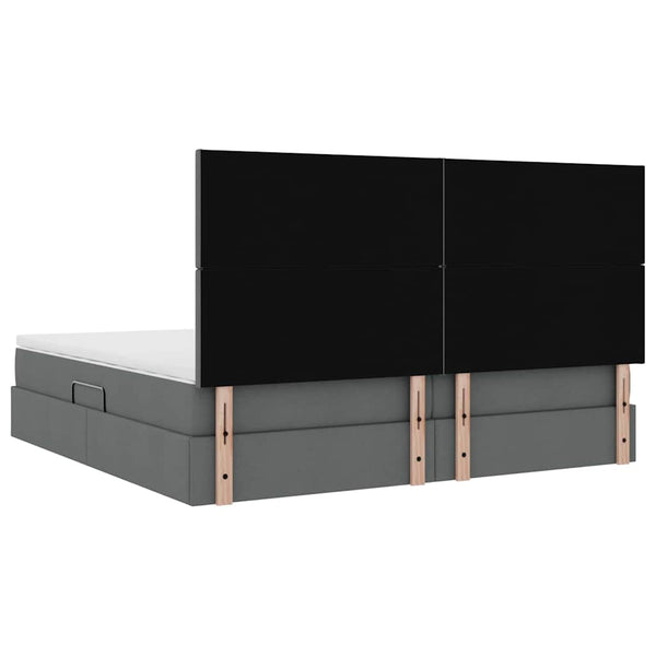 vidaXL Bed with Storage and LED Dark Grey 200 x 200 cm Polyester