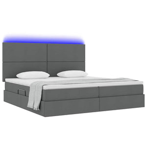 vidaXL Bed with Storage and LED Dark Grey 200 x 200 cm Polyester