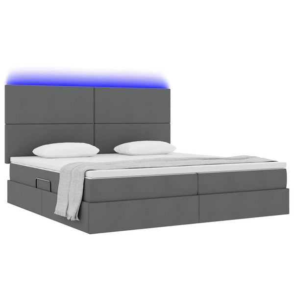 vidaXL Bed with Storage and LED Dark Grey 200 x 200 cm Polyester