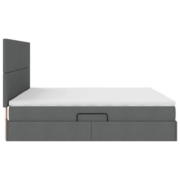 vidaXL Bed with Storage and LED Dark Grey 200 x 200 cm Polyester