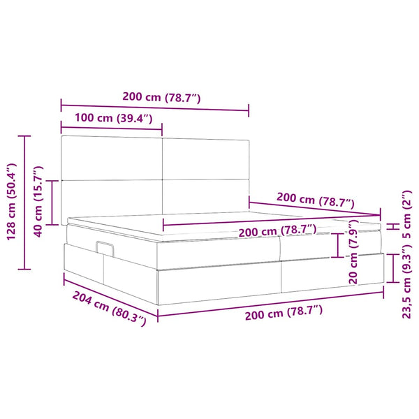 vidaXL Bed with Storage and LED Dark Grey 200 x 200 cm Polyester