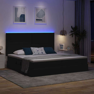 vidaXL Storage Bed with LED Black 200 x 200 cm Polyester