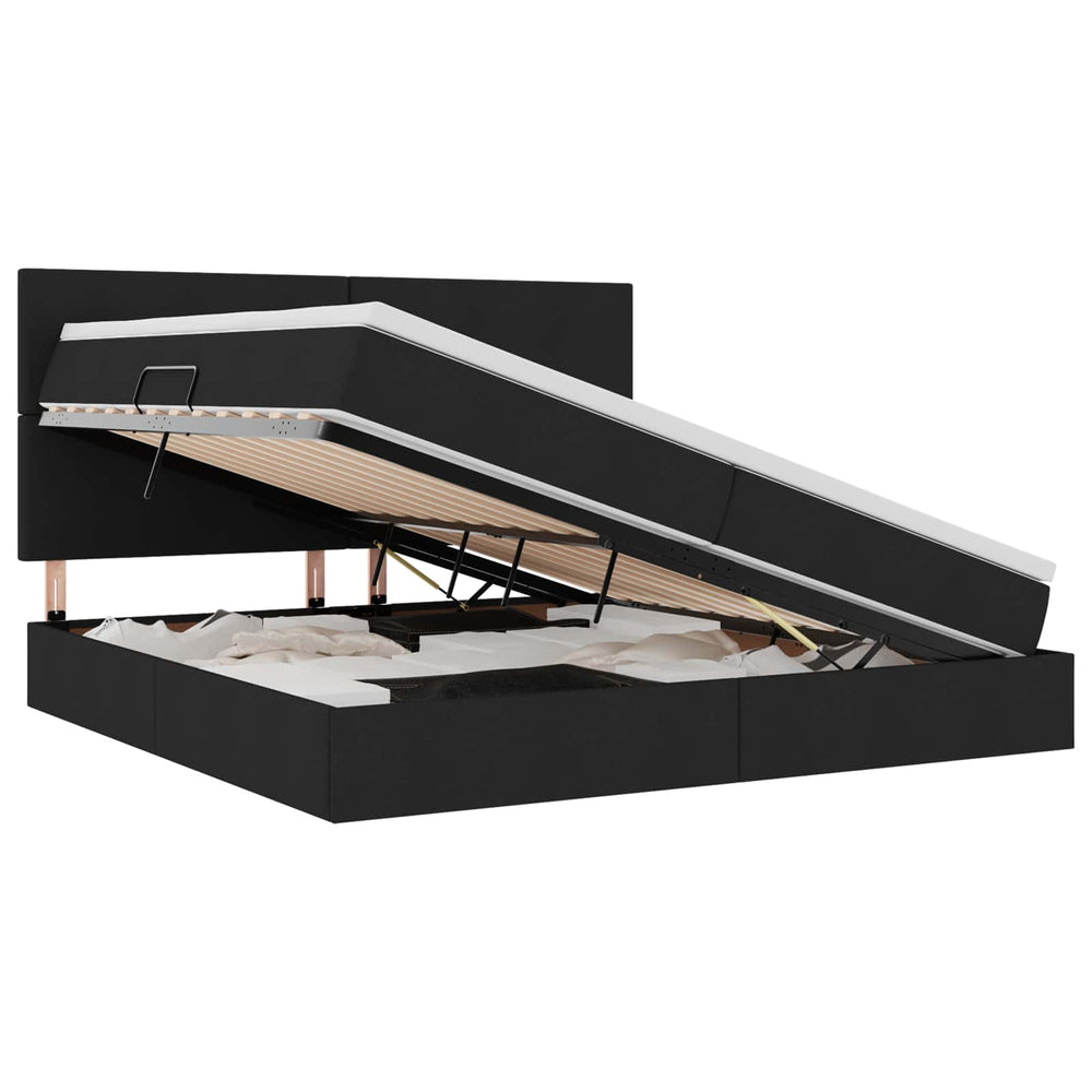vidaXL Storage Bed with LED Black 200 x 200 cm Polyester