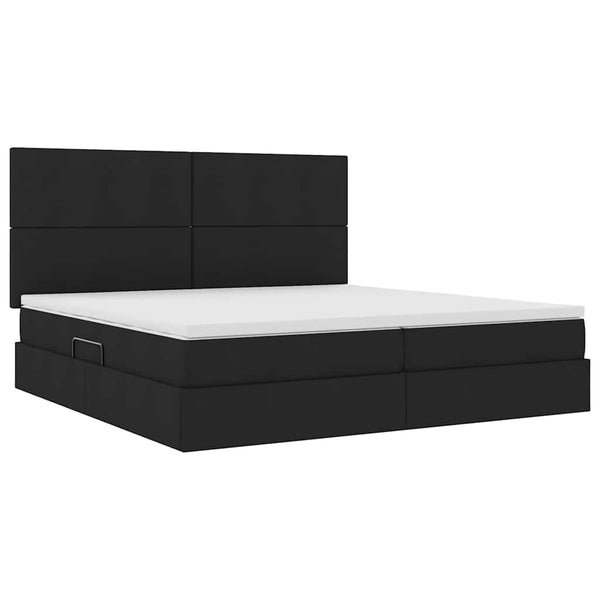 vidaXL Storage Bed with LED Black 200 x 200 cm Polyester