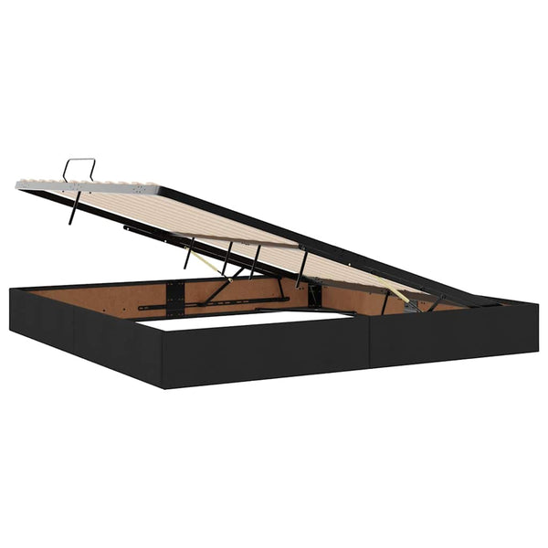 vidaXL Storage Bed with LED Black 200 x 200 cm Polyester