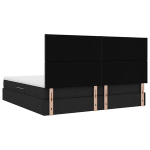 vidaXL Storage Bed with LED Black 200 x 200 cm Polyester