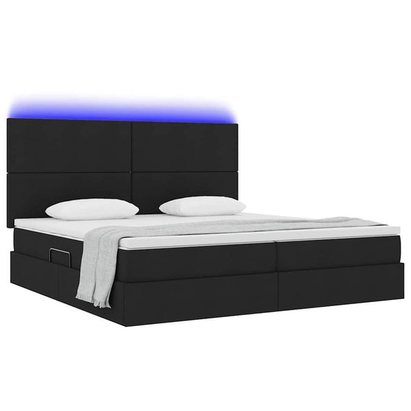 vidaXL Storage Bed with LED Black 200 x 200 cm Polyester