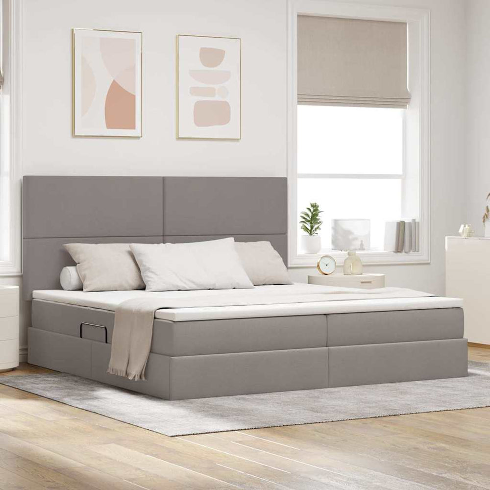 vidaXL Storage Bed with LED Taupe 200 x 200 cm Polyester