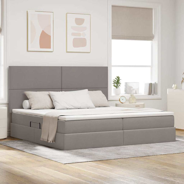 vidaXL Storage Bed with LED Taupe 200 x 200 cm Polyester