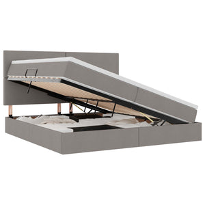 vidaXL Storage Bed with LED Taupe 200 x 200 cm Polyester