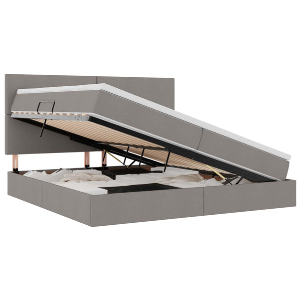 vidaXL Storage Bed with LED Taupe 200 x 200 cm Polyester