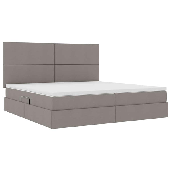 vidaXL Storage Bed with LED Taupe 200 x 200 cm Polyester