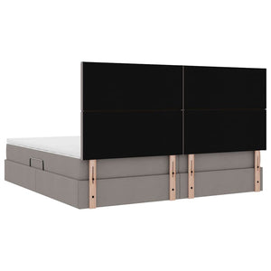 vidaXL Storage Bed with LED Taupe 200 x 200 cm Polyester