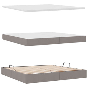 vidaXL Storage Bed with LED Taupe 200 x 200 cm Polyester
