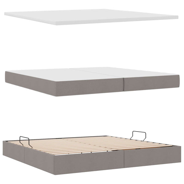 vidaXL Storage Bed with LED Taupe 200 x 200 cm Polyester