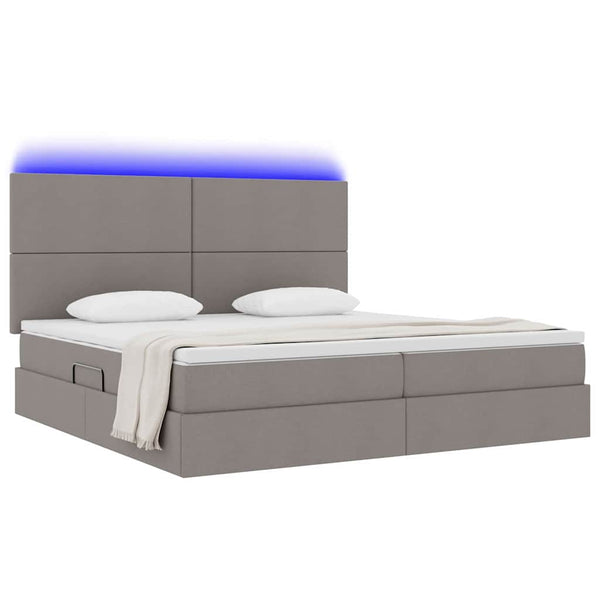 vidaXL Storage Bed with LED Taupe 200 x 200 cm Polyester