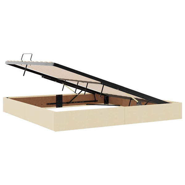 vidaXL Bed with Storage and LED with LED Cream 200 x 200 cm Polyester