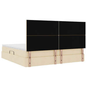 vidaXL Bed with Storage and LED with LED Cream 200 x 200 cm Polyester