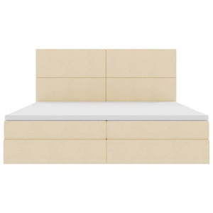 vidaXL Bed with Storage and LED with LED Cream 200 x 200 cm Polyester