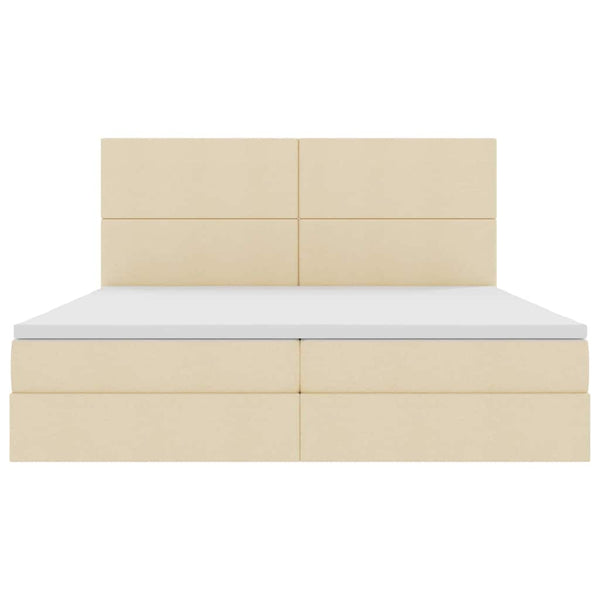 vidaXL Bed with Storage and LED with LED Cream 200 x 200 cm Polyester