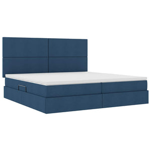 vidaXL Bed with Storage and LED with LED Blue 200 x 200 cm Polyester