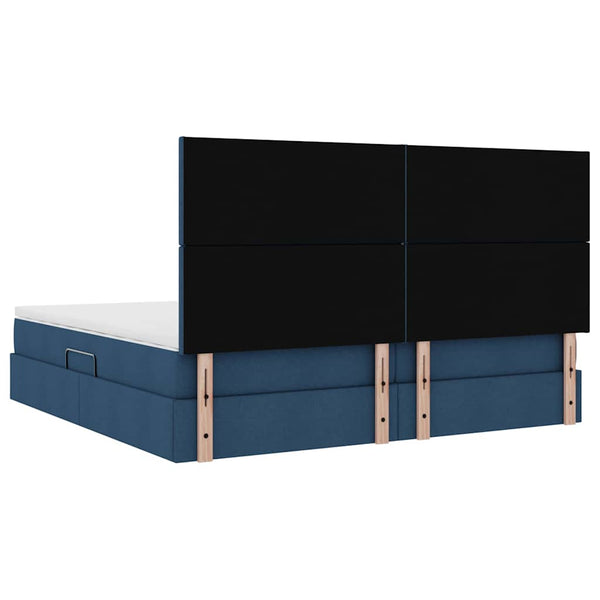 vidaXL Bed with Storage and LED with LED Blue 200 x 200 cm Polyester