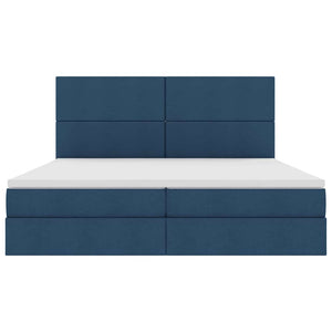 vidaXL Bed with Storage and LED with LED Blue 200 x 200 cm Polyester