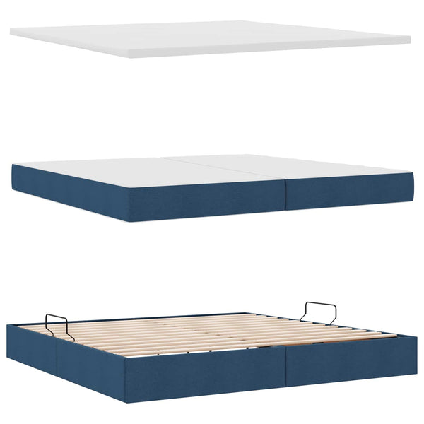 vidaXL Bed with Storage and LED with LED Blue 200 x 200 cm Polyester