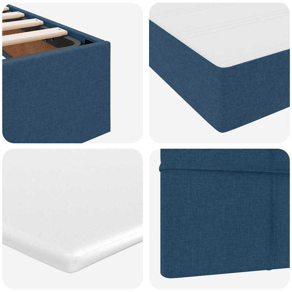 vidaXL Storage Bed with LED in Blue 120 x 190 cm Polyester
