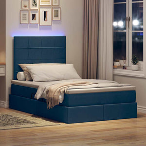 vidaXL Storage Bed with LED in Blue 120 x 190 cm Polyester