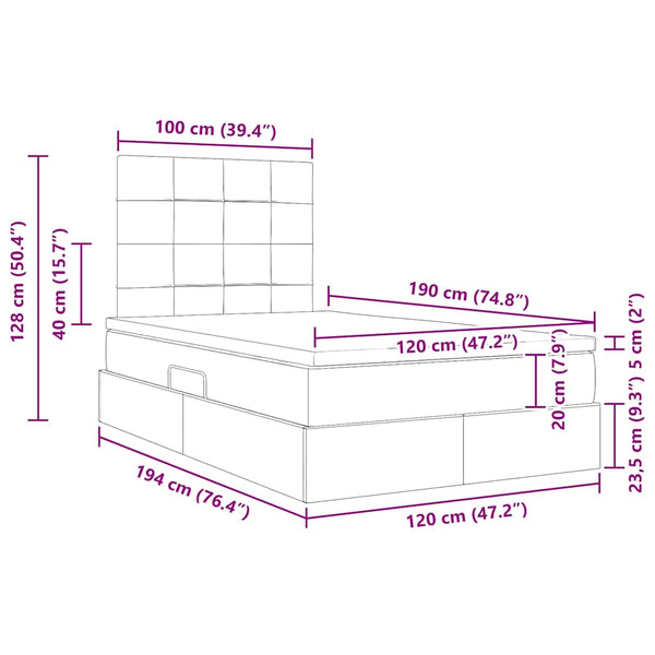vidaXL Storage Bed with LED in Blue 120 x 190 cm Polyester