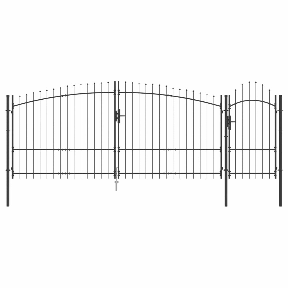 vidaXL Garden Gate with Lock Woerden Grey 125 x 400 cm Steel