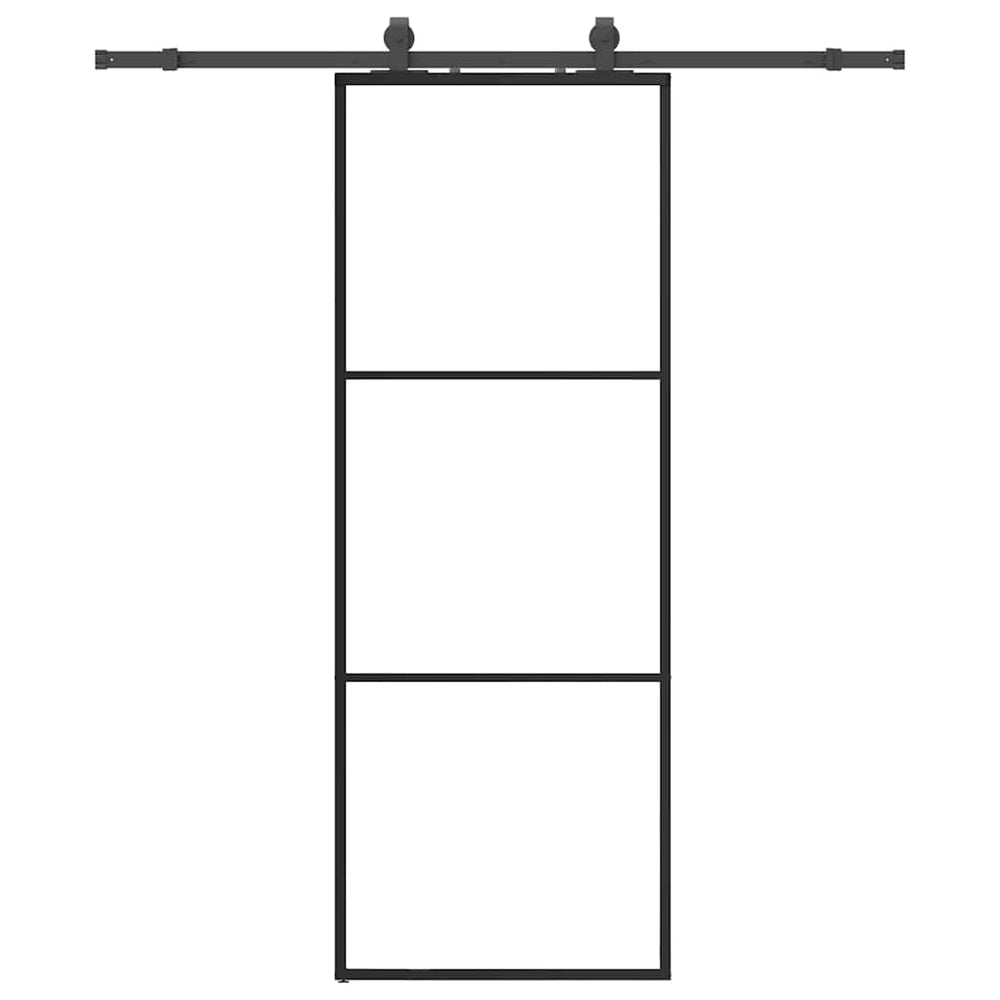 Schiebetür mit Beschlag Schwarz 76x205 cm