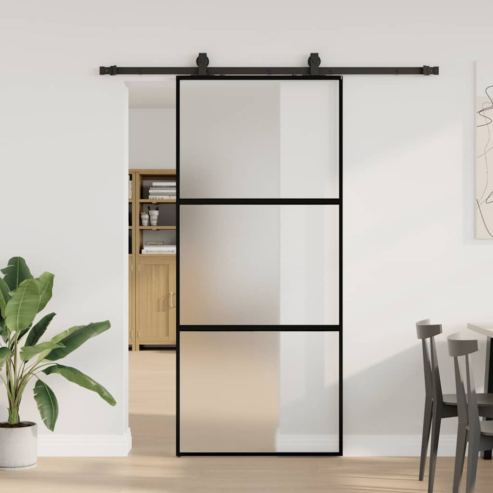Schiebetür Schwarz 90x205 cm Hartglas