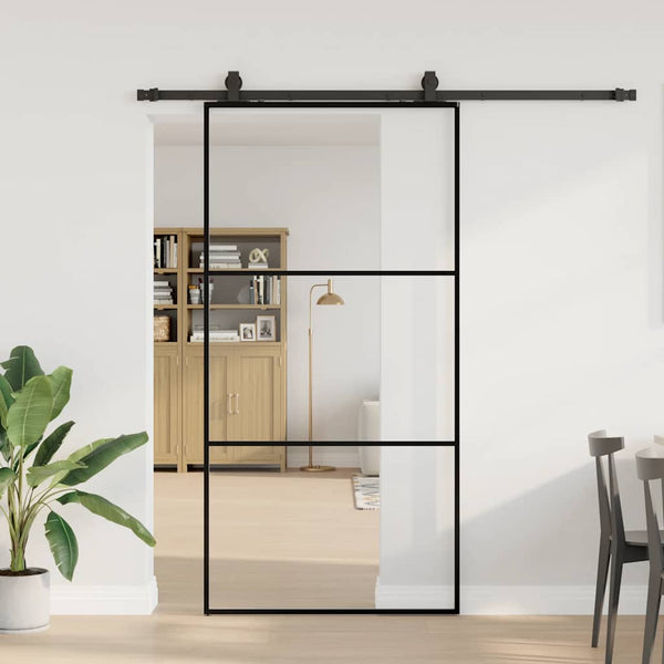 Schiebetür Schwarz 102x205 cm ESG-Glas