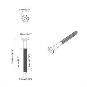 M6 x 100 mm Stahlschrauben, 12 Stk.