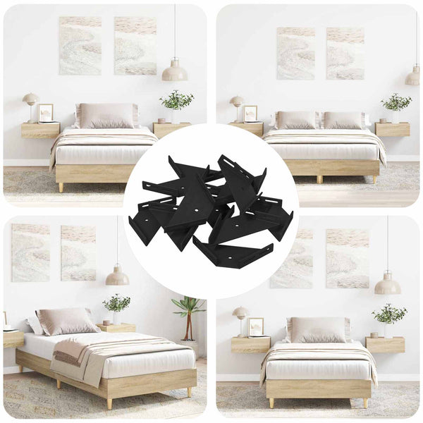 vidaXL Corner Brackets 12 pcs Black 138.5 x 50.5 x 16 mm Iron