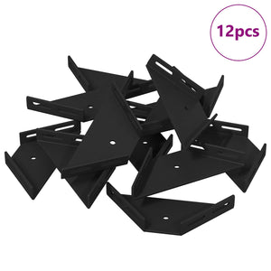 vidaXL Corner Brackets 12 pcs Black 138.5 x 50.5 x 16 mm Iron