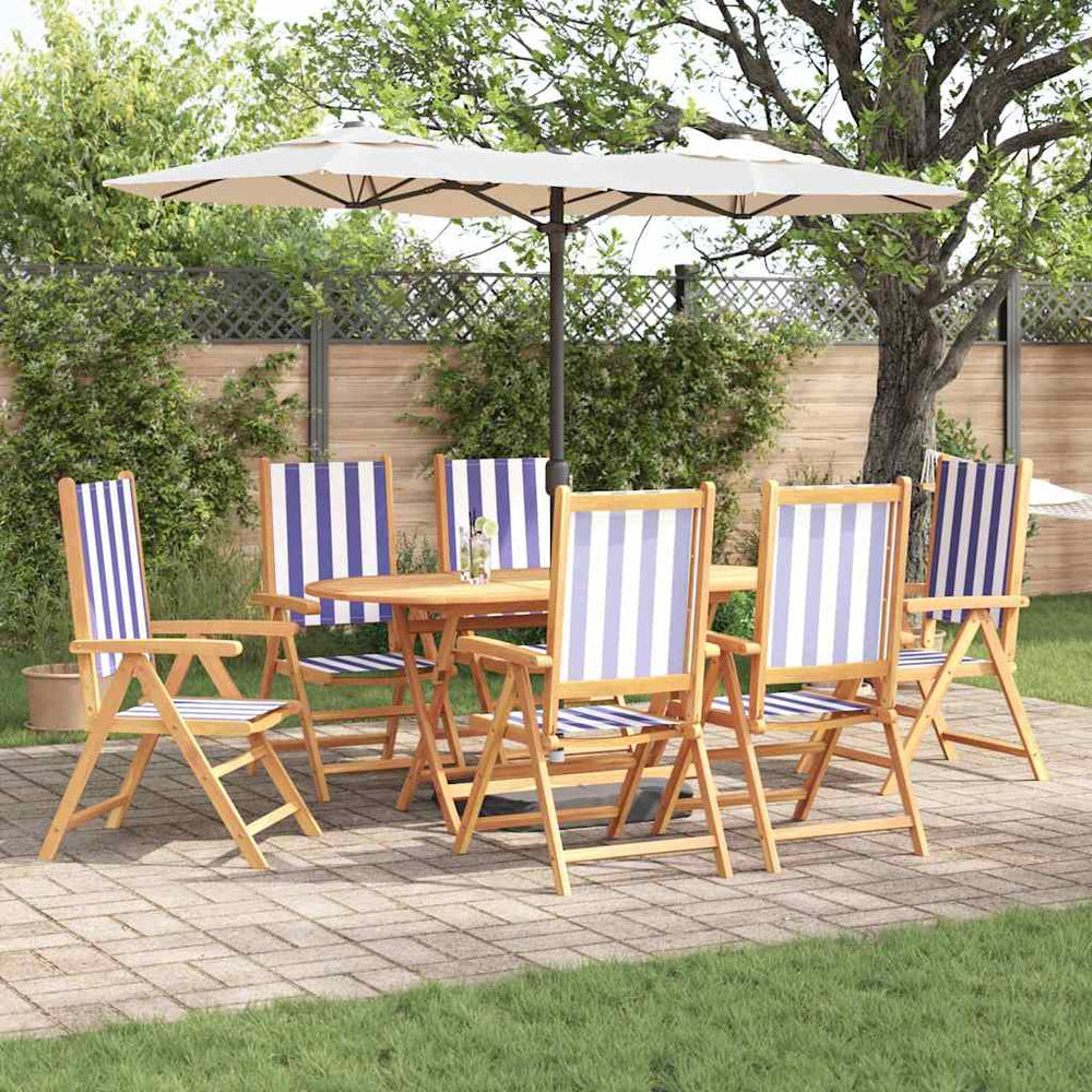 Garten Essgruppe 7-teilig Akazie Blau/Weiß