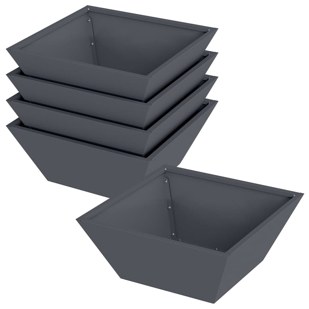 vidaXL Garden Planters 5 pcs Anthracite 40 x 40 x 15 cm
