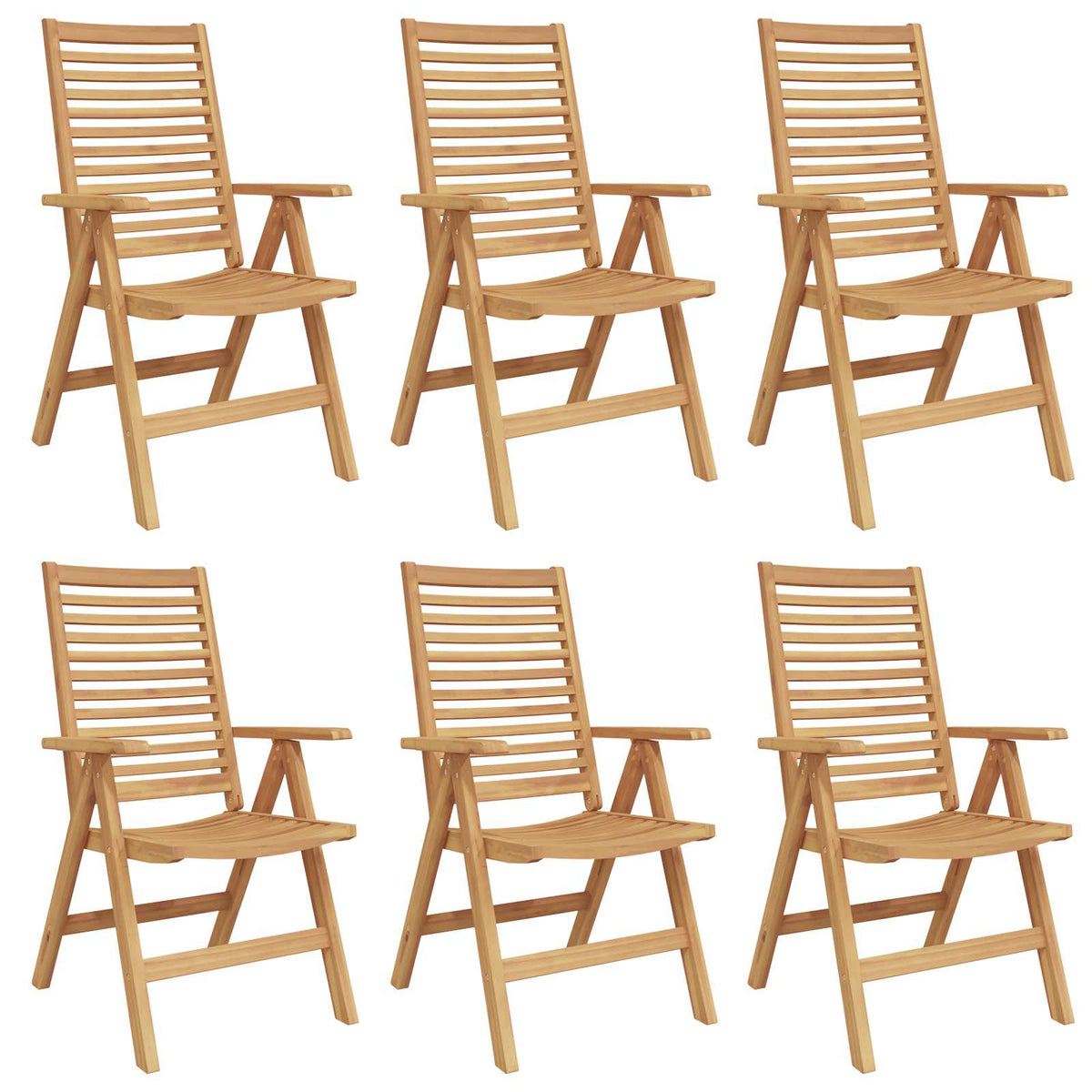 Teak Stühle 6er Set, Braun
