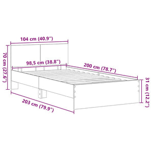 vidaXL Bed Frame with Headboard Reclaimed Wood 203 x 104 x 70 cm Engineered Wood