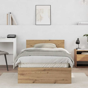 vidaXL Bed Frame Artisan Oak 203 x 104 x 70 cm Engineered Wood