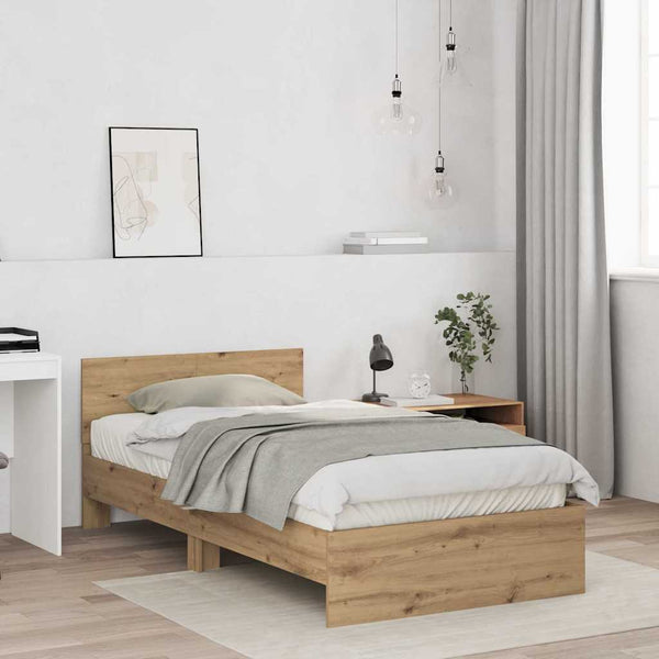 vidaXL Bed Frame Artisan Oak 203 x 104 x 70 cm Engineered Wood